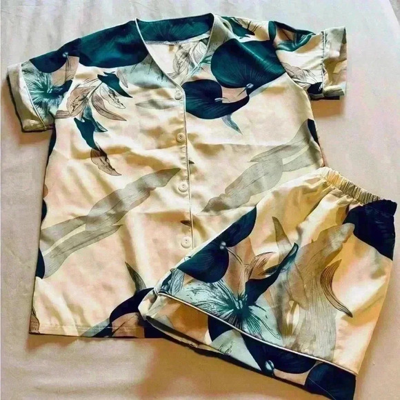 Short Sleeve Button Down & Shorts PJ Set - Picture 2 of 2